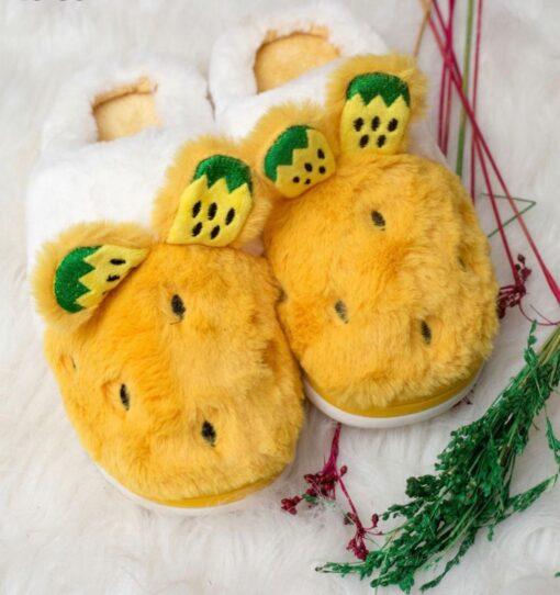 Pineapple fluffy slippers