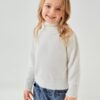 SHEIN BASICS Toddler Girls High Neck Fuzzy Knit Sweater