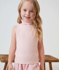 SHEIN BASICS Toddler Girls Rolled Neck Tank Top