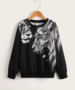 SHEIN Boys Animal Print Round Neck Pullover