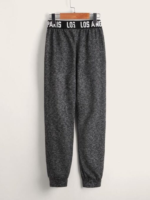 SHEIN Boys Letter Tape Marled Knit Sweatpants - Image 4