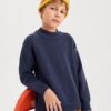SHEIN Boys Mock Neck Drop Shoulder Solid Sweater