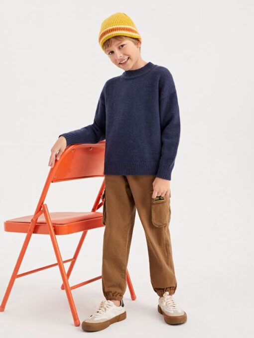 SHEIN Boys Mock Neck Drop Shoulder Solid Sweater - Image 2