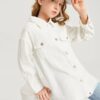 SHEIN Girls Flap Pocket Drop Shoulder Denim Jacket