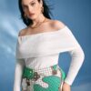 SHEIN Plus Textured Off Shoulder Fold Over Tee