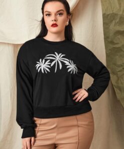 SHEIN Plus Tropical Embroidery Sweatshirt