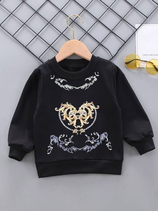 SHEIN Toddler Boys Baroque Print Pullover