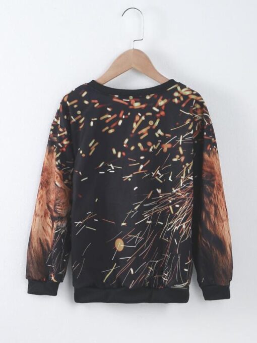 Shein Boys 3D Lion Print Drop Shoulder Pullover - Image 2