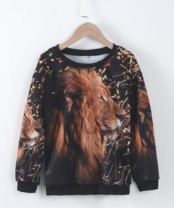 Shein Boys 3D Lion Print Drop Shoulder Pullover