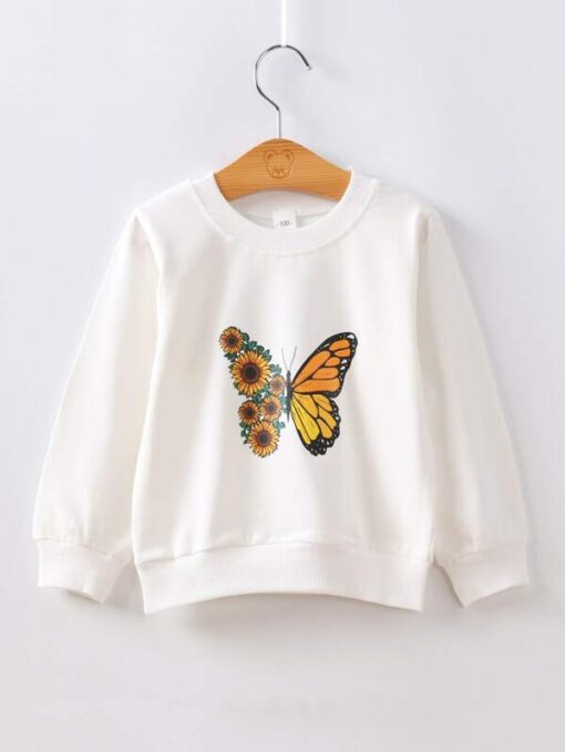 Shein Toddler Boys Butterfly & Floral Sweatshirt