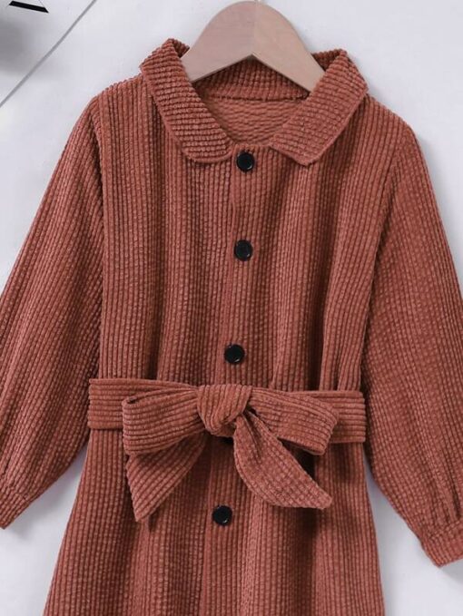 Shein Toddler Girls Belted Button Through Coat - Image 2