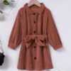 Shein Toddler Girls Belted Button Through Coat
