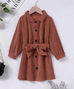 Shein Toddler Girls Belted Button Through Coat