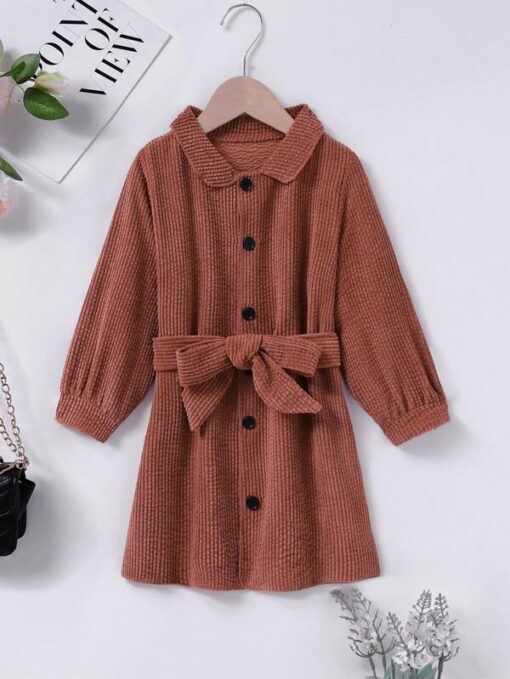 Shein Toddler Girls Belted Button Through Coat