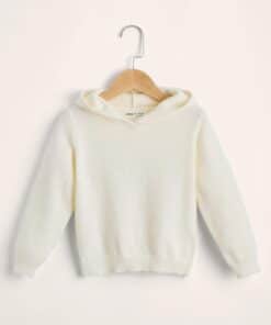 SHEIN BASICS Toddler Girls Solid Hooded Sweater