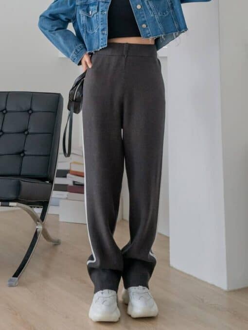 SHEIN DAZY High Waist Contrast Side Seam Knit Pants - Image 3