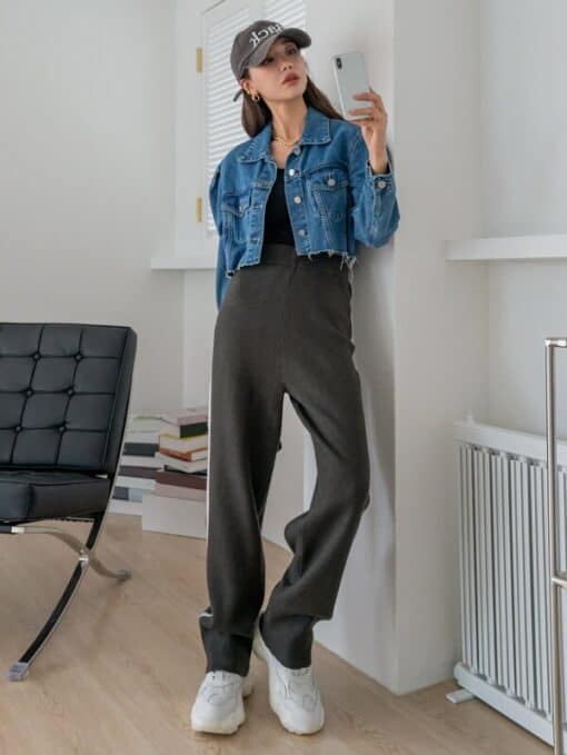 SHEIN DAZY High Waist Contrast Side Seam Knit Pants - Image 2