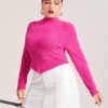 SHEIN Plus Stand Neck Hanky Hem Tee