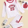 Toddler Boys Number And Letter Graphic Pullover & Contrast Side Seam Sweatpants