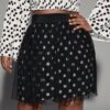 Shein Plus Polka Dot Print Mesh Overlay Skirt