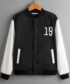SHEIN Boys Number Graphic Colorblock Bomber Jacket