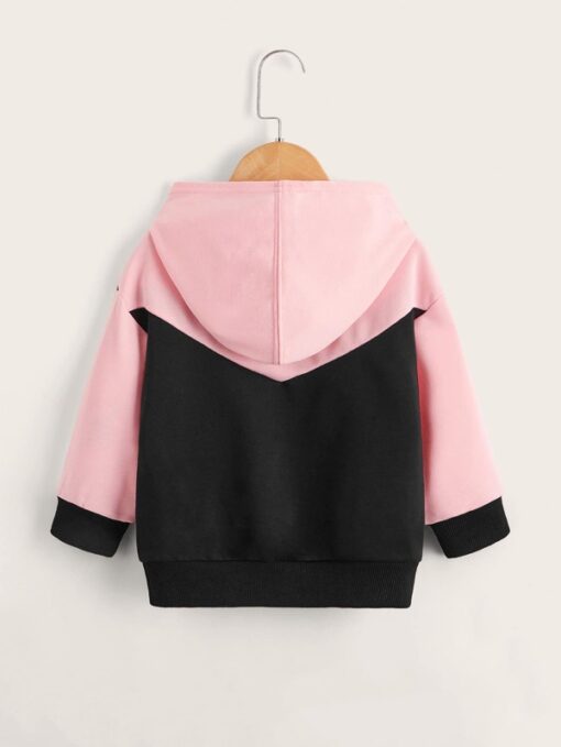 SHEIN Toddler Girls Leopard & Colorblock Print Hoodie - Image 2