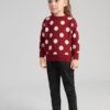 SHEIN Toddler Girls Polka Dot Pattern Drop Shoulder Sweater