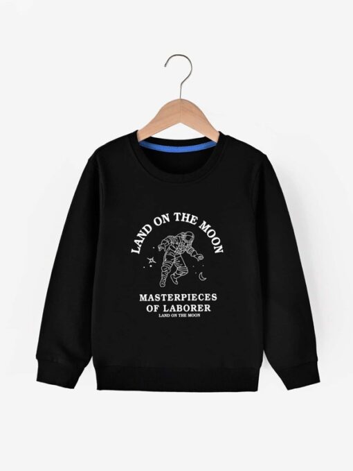 Shein Boys Slogan & Spaceman Print Sweatshirt