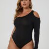 SHEIN SXY Plus Solid One Shoulder Cutout Bodysuit