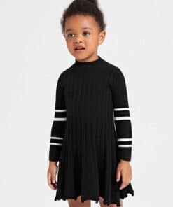 SHEIN Toddler Girls Stripe Pattern Mock Neck Sweater Dress