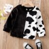 Shein Toddler Girls Contrast Cow Print Sweatshirt