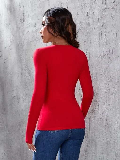 SHEIN Contrast Lace Scallop Trim Tee - Image 4