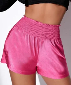 SHEIN Solid Shirred Frill Shorts