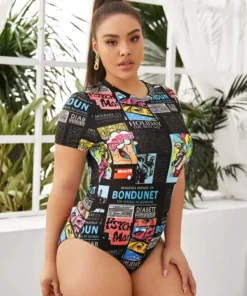 SHEIN Plus Pop Art Print Bodysuit
