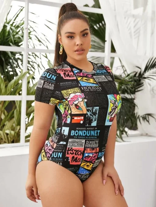SHEIN Plus Pop Art Print Bodysuit