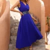 SHEIN Solid Seam Front Belted Tank Dress
