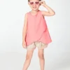 SHEIN Toddler Girls Keyhole Back Scallop Edge Wrap Hem Tank Top