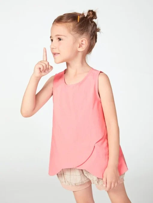 SHEIN Toddler Girls Keyhole Back Scallop Edge Wrap Hem Tank Top - Image 3