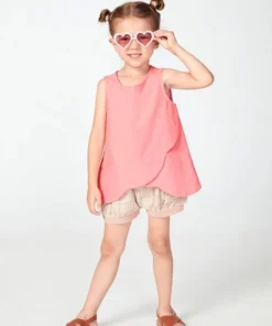 SHEIN Toddler Girls Keyhole Back Scallop Edge Wrap Hem Tank Top