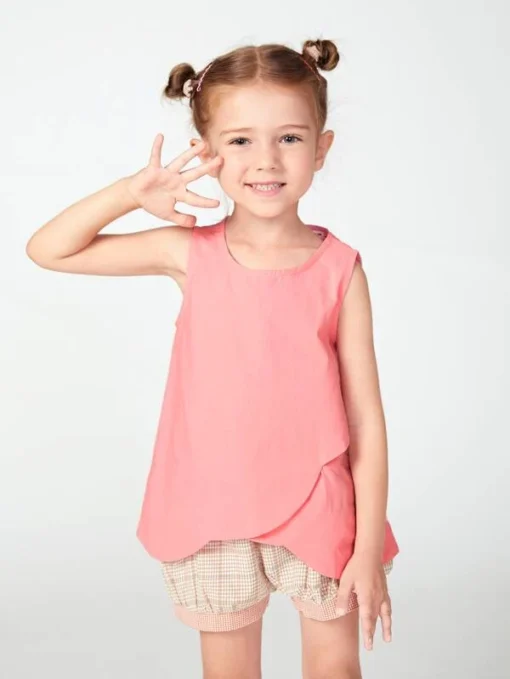 SHEIN Toddler Girls Keyhole Back Scallop Edge Wrap Hem Tank Top - Image 2
