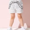 SHEIN Toddler Girls Striped Frill Trim Shorts
