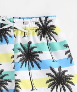 Shein Boys Coconut Tree Print Swim Shorts