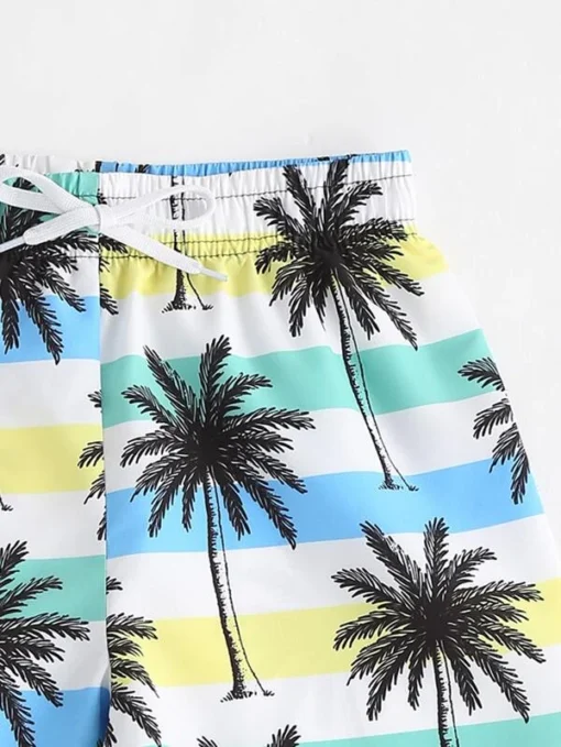 Shein Boys Coconut Tree Print Swim Shorts