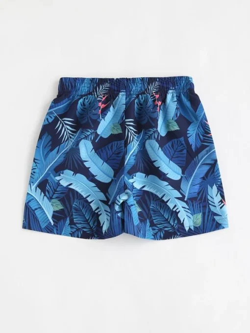 Shein Boys Leaf Print Swim Shorts - Image 2