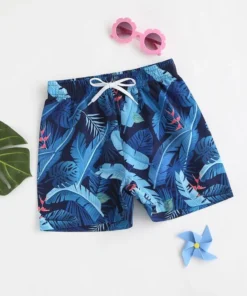 Shein Boys Leaf Print Swim Shorts