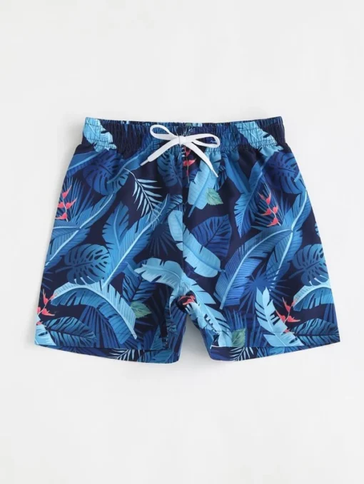 Shein Boys Leaf Print Swim Shorts - Image 4