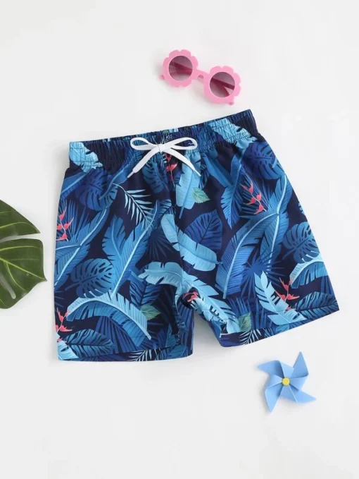 Shein Boys Leaf Print Swim Shorts