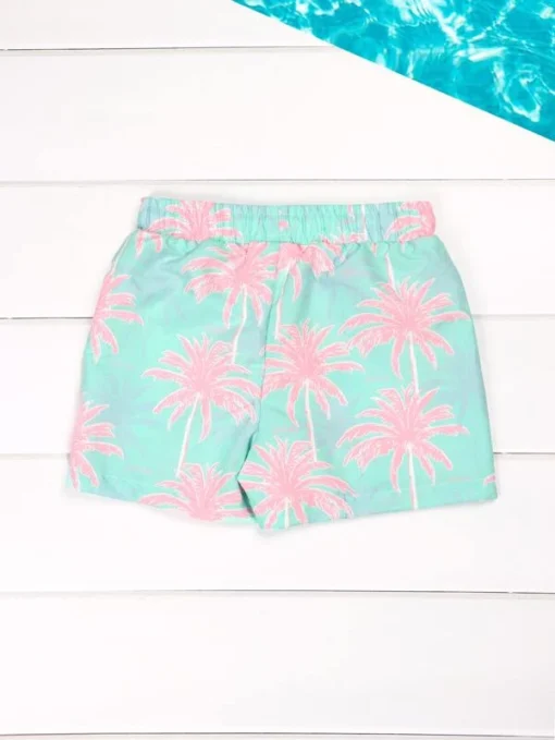 Shein Boys Tropical Print Drawstring Swim Shorts - Image 2