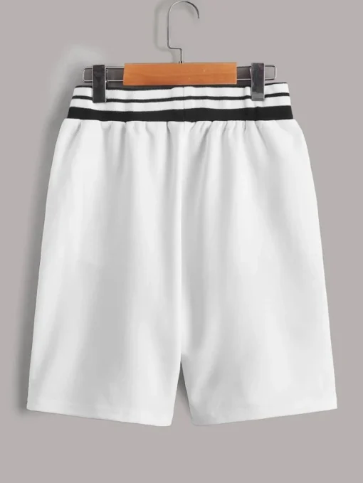 SHEIN Boys Slogan Graphic Striped Tape Shorts - Image 4