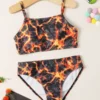 SHEIN Girls Allover Print Bikini Swimsuit